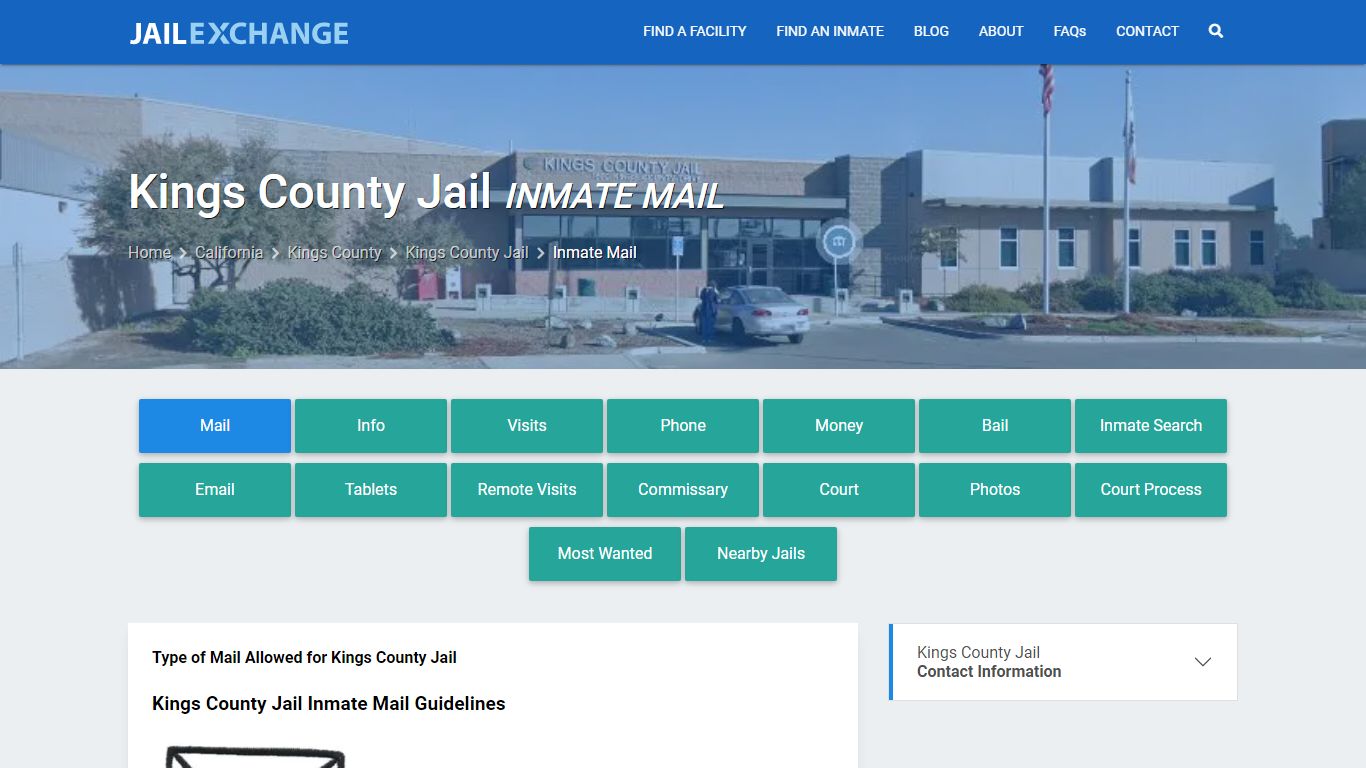 Inmate Mail - Kings County Jail, CA - Jail Exchange