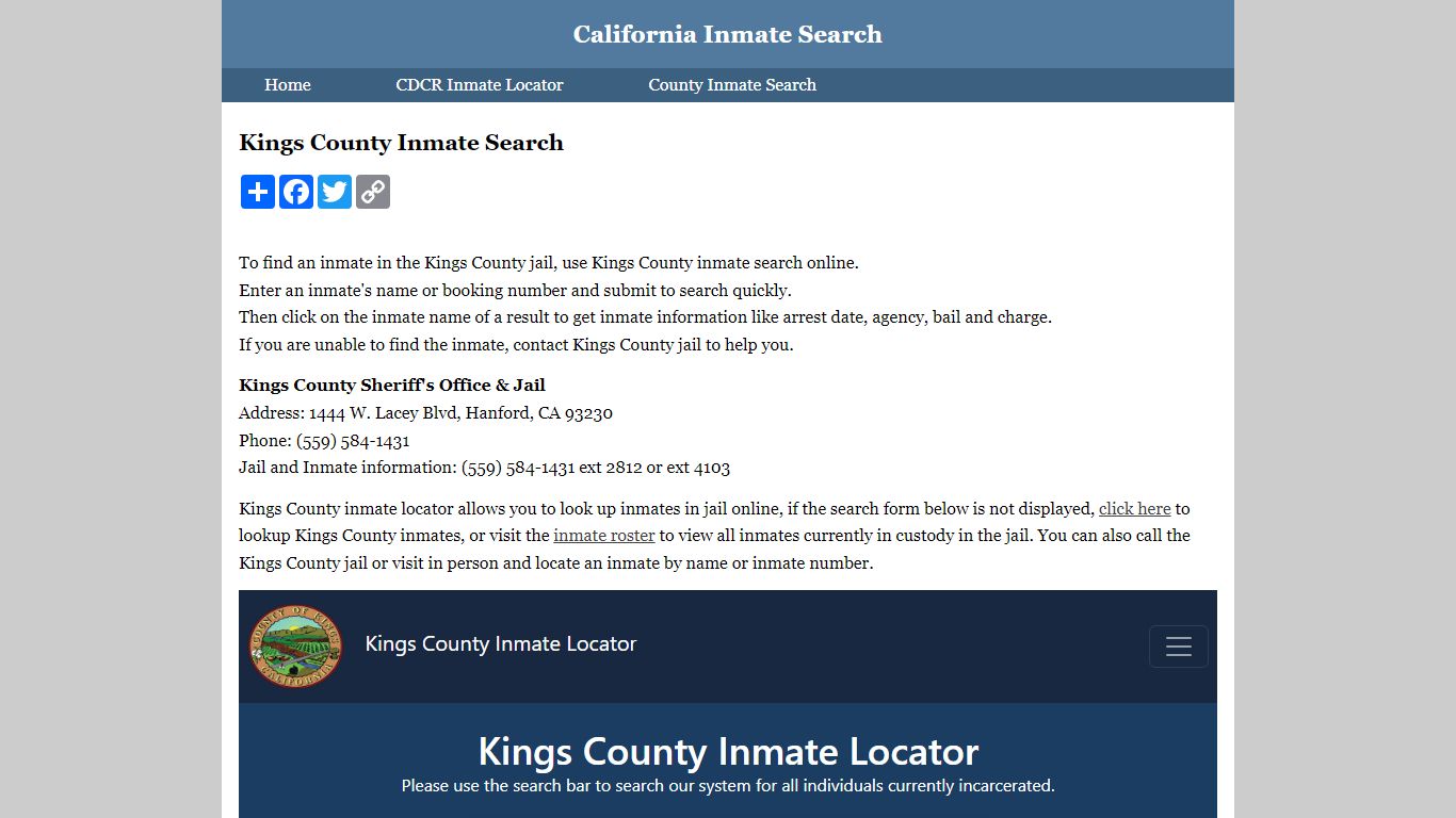 Kings County Inmate Search
