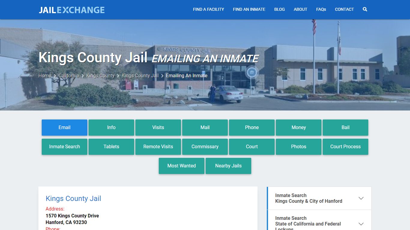 Inmate Text, Email - Kings County Jail, CA - Jail Exchange